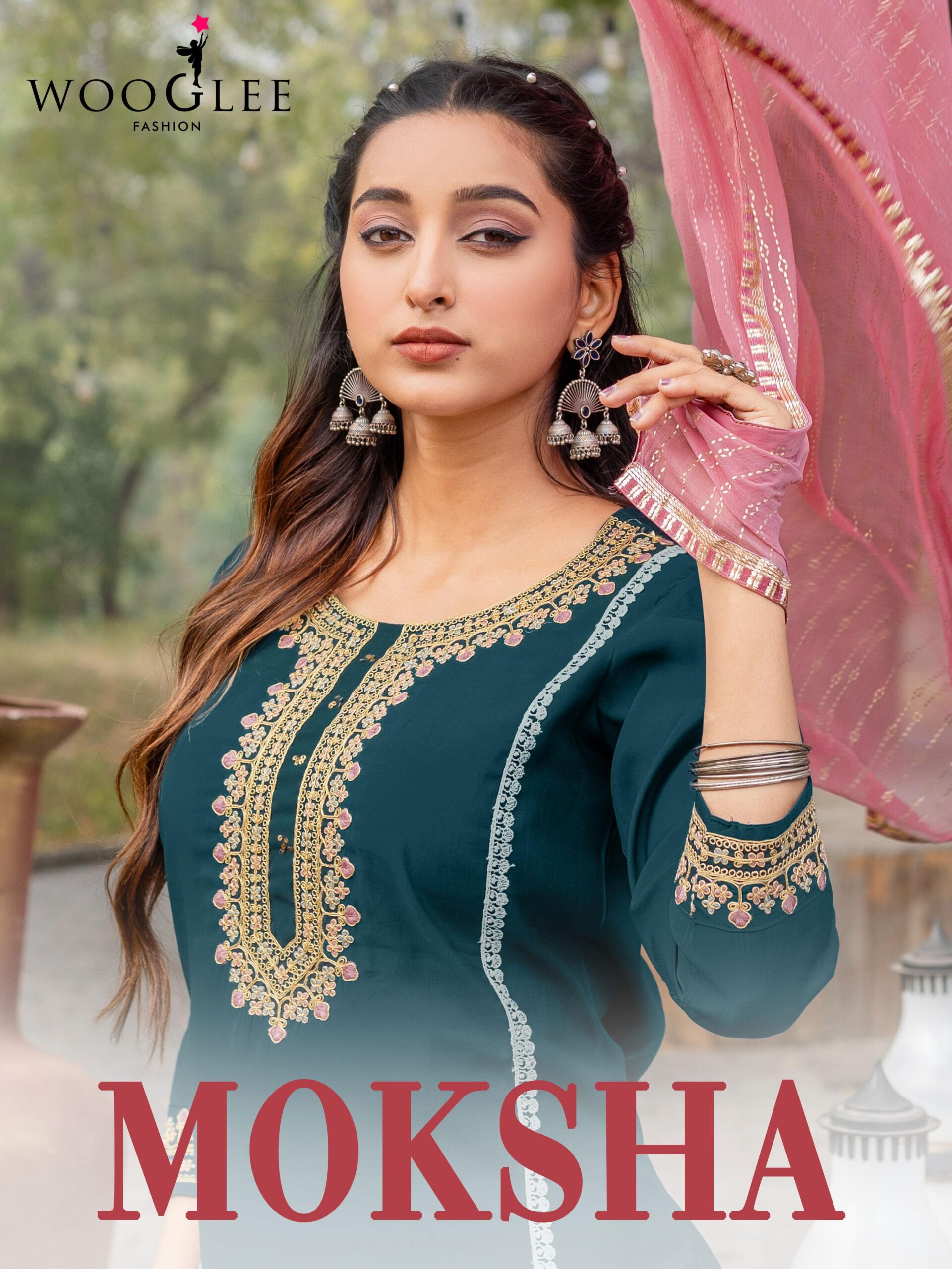 Wooglee Moksha Kurti With Bottom Dupatta Wholesale Catalog.