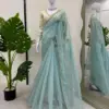 Serene Sky Blue Twill Net Saree with Thread & Sequence Work Saree Collection