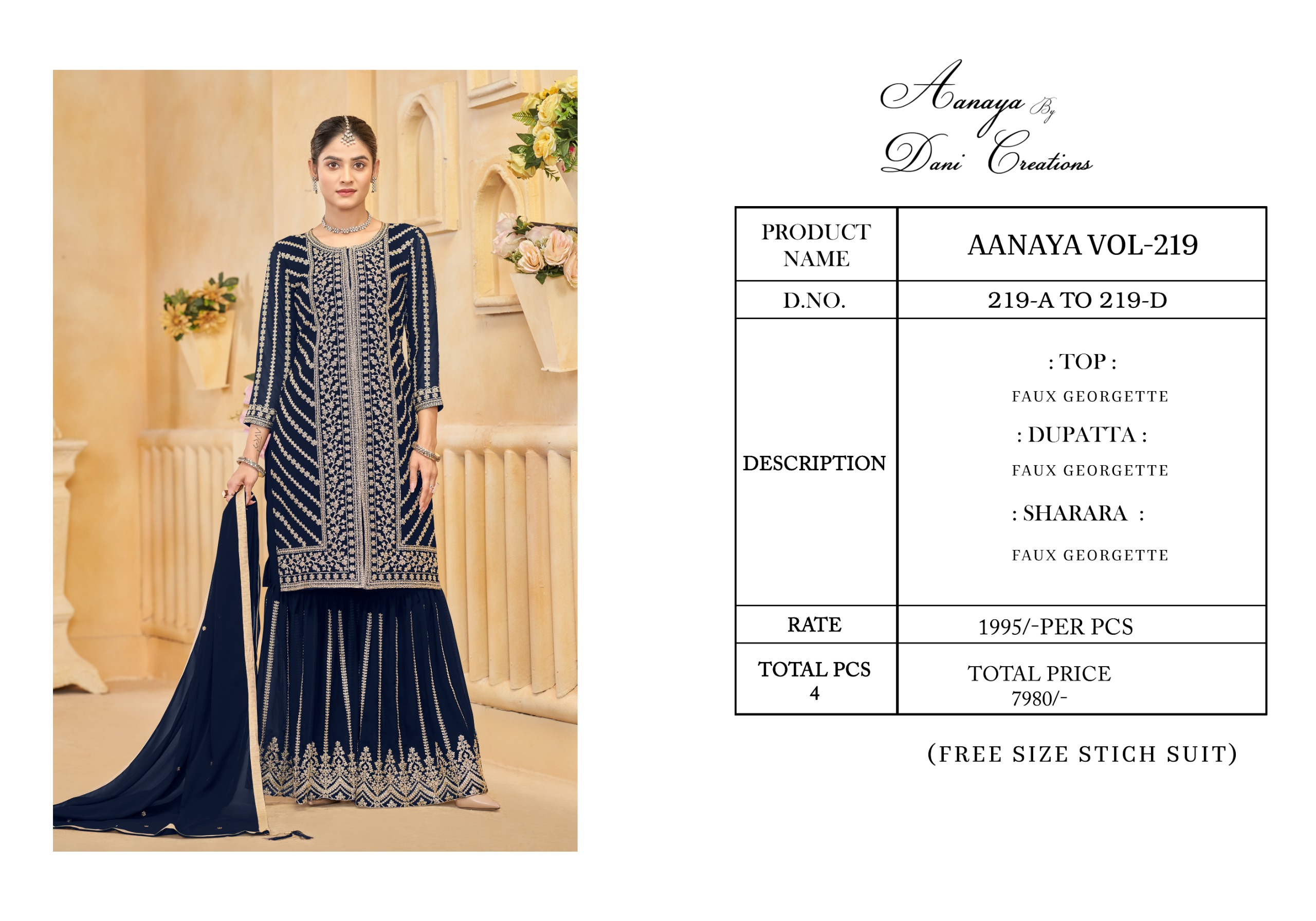 Aanaya Vol 219 Faux Georgette Wholesale Designer Salwar Kameez Collection - Image 7