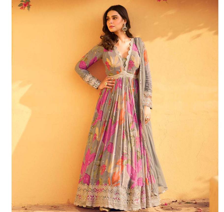 Sayuri Rani Nx Chinon Silk Wholesale Designer Gown With Dupatta Collection