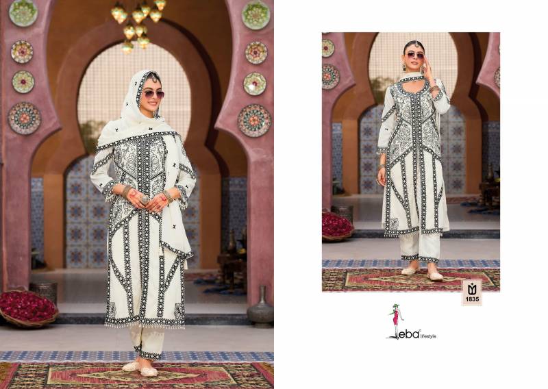 Eba Kase Black And White Chinon With Embroidered Wholesale Readymade Salwar Kameez Collection - Image 3