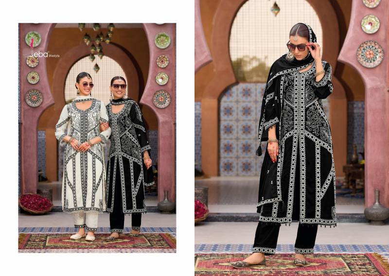 Eba Kase Black And White Chinon With Embroidered Wholesale Readymade Salwar Kameez Collection - Image 4