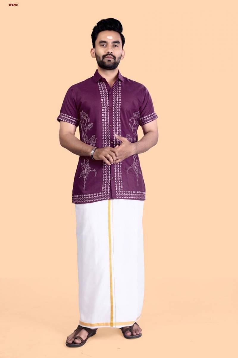 Pushpa 2 Rubi Slub Cotton Embroidered Mens Shirt Catalog