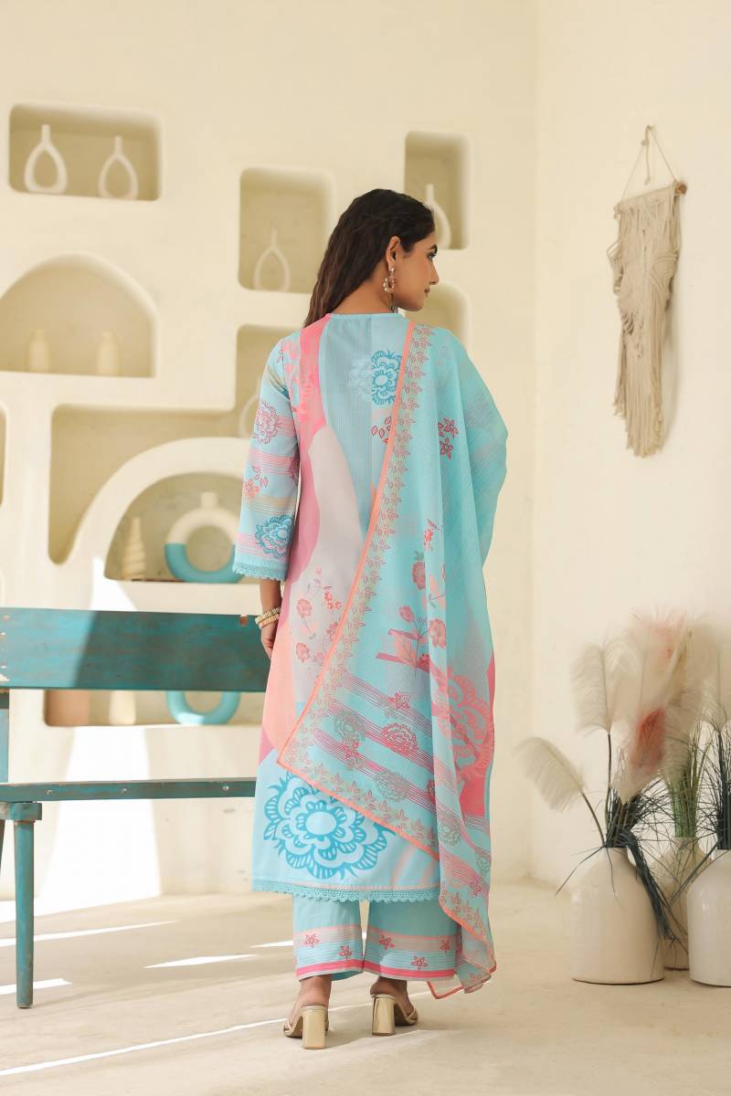 Tanyaa P 120 Beautiful Cotton Kurti Bottom With Dupatta Size Set - Image 2
