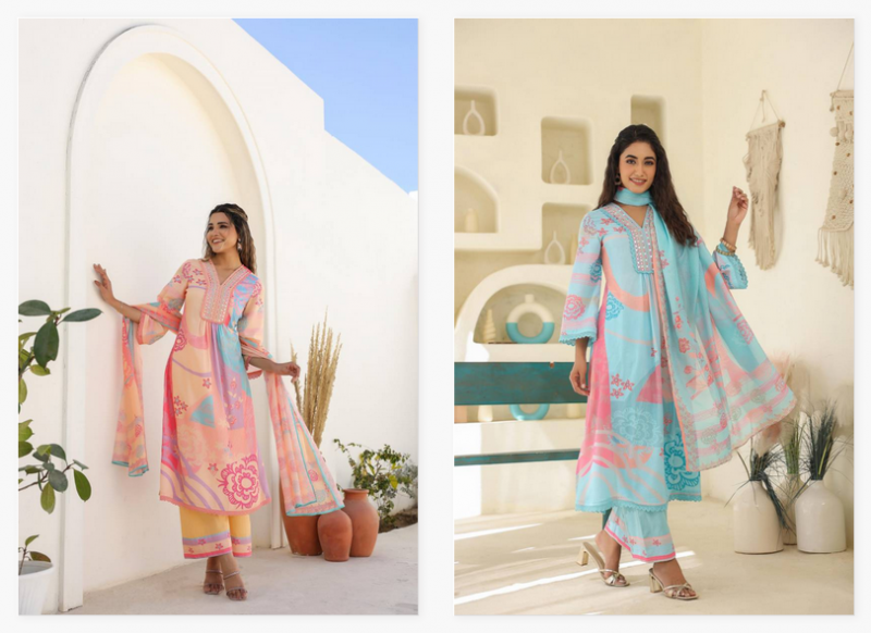 Tanyaa P 120 Beautiful Cotton Kurti Bottom With Dupatta Size Set - Image 6