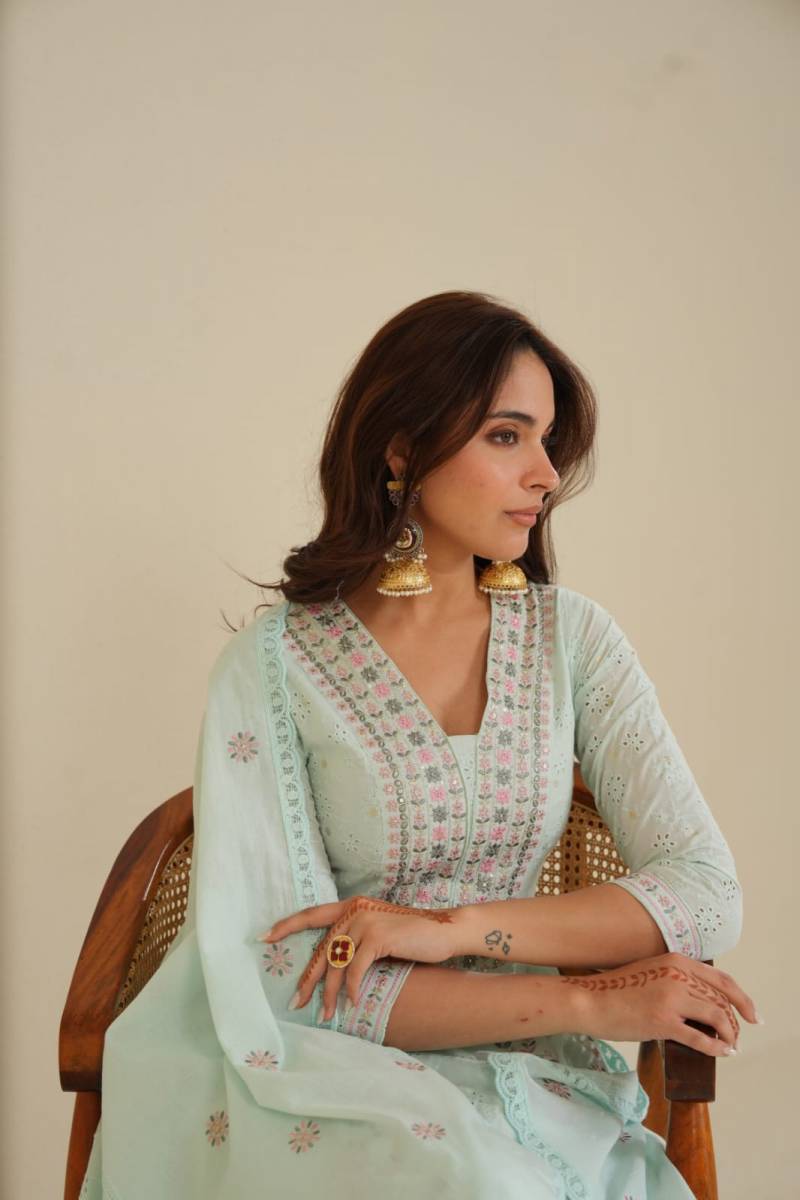 Tanyaa P 126 Cotton With Schiffli Kurti Bottom With Dupatta Size Set - Image 3