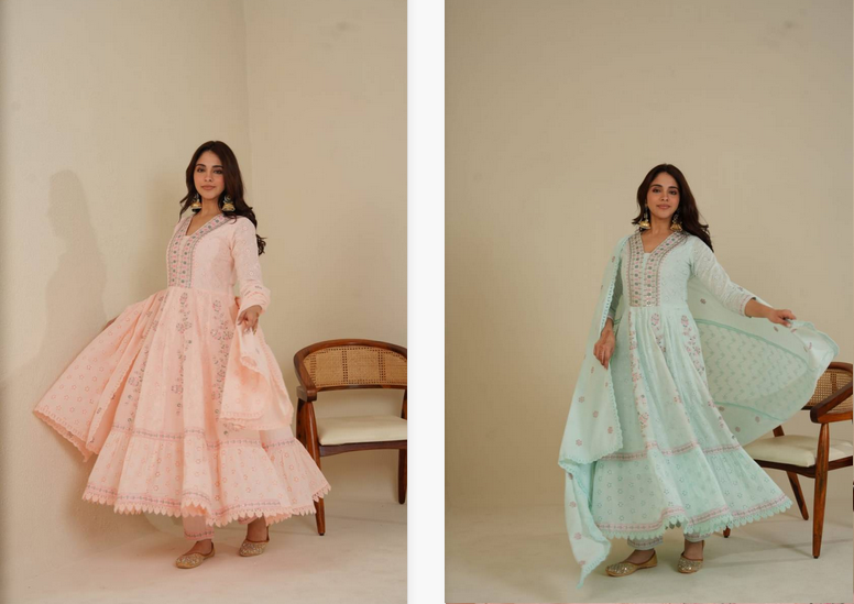 Tanyaa P 126 Cotton With Schiffli Kurti Bottom With Dupatta Size Set - Image 2