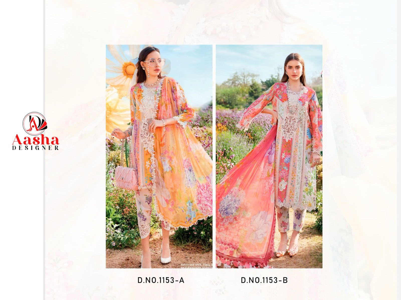 Aasha 1153 A And B Chiffon Dupatta Wholesale Pakistani Salwar Suits Collection - Image 5