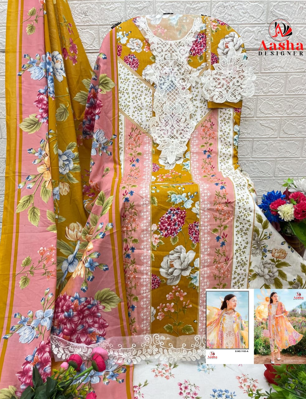 Aasha 1153 A And B Cotton Dupatta Wholesale Pakistani Salwar Suits Collection - Image 3