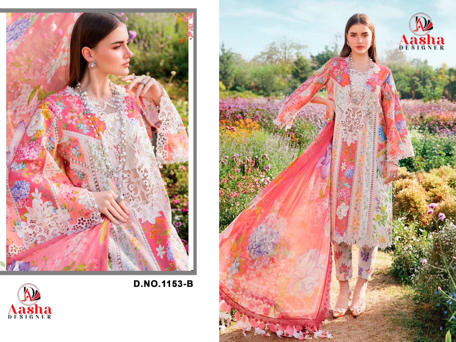 Aasha 1153 A And B Cotton Dupatta Wholesale Pakistani Salwar Suits Collection - Image 4