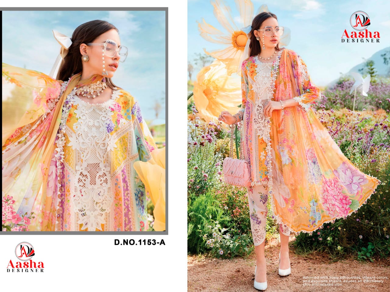 Aasha 1153 A And B Cotton Dupatta Wholesale Pakistani Salwar Suits Collection - Image 5