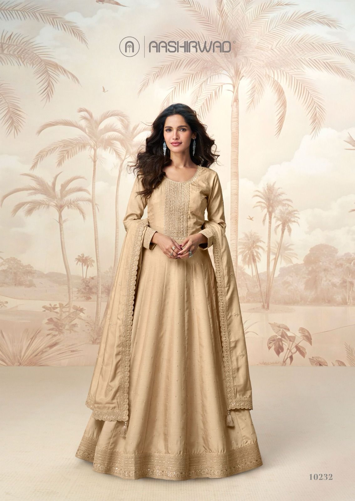 Aashirwad Creation Raagini Premium Silk Suit Designer Anarkali Gown With Dupattta Wholesale - Image 6