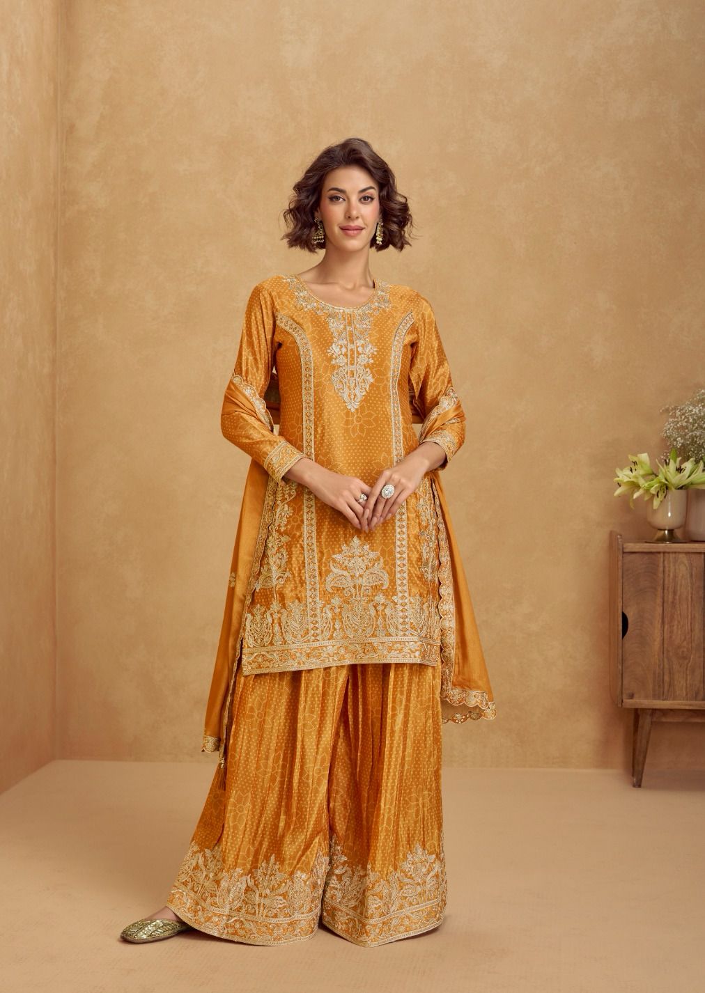 Aashirwad Creation Tanvi Premium Chinon Silk Palazzo Salwar Suit Collection - Image 3