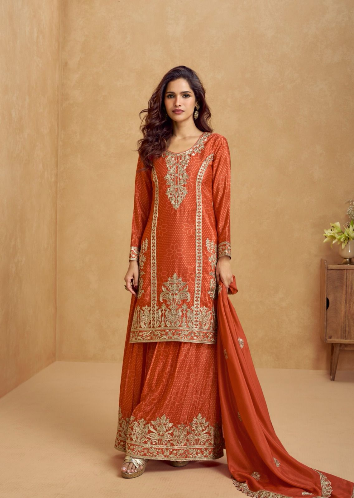 Aashirwad Creation Tanvi Premium Chinon Silk Palazzo Salwar Suit Collection - Image 4