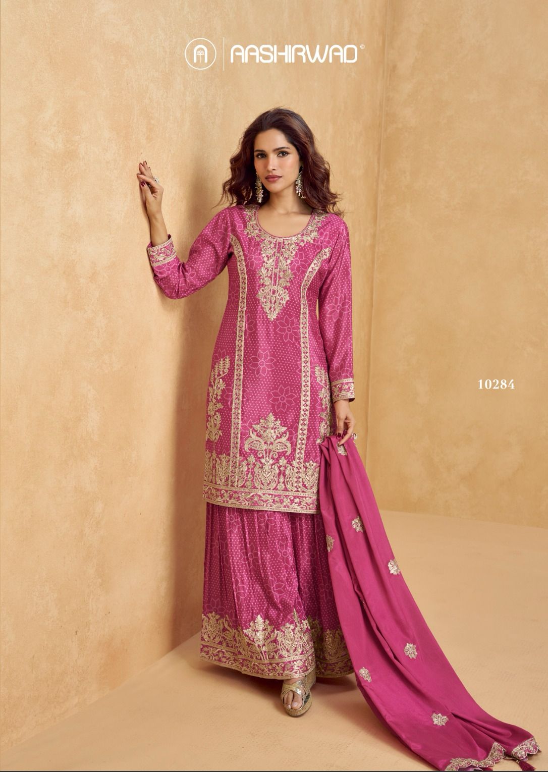 Aashirwad Creation Tanvi Premium Chinon Silk Palazzo Salwar Suit Collection - Image 5