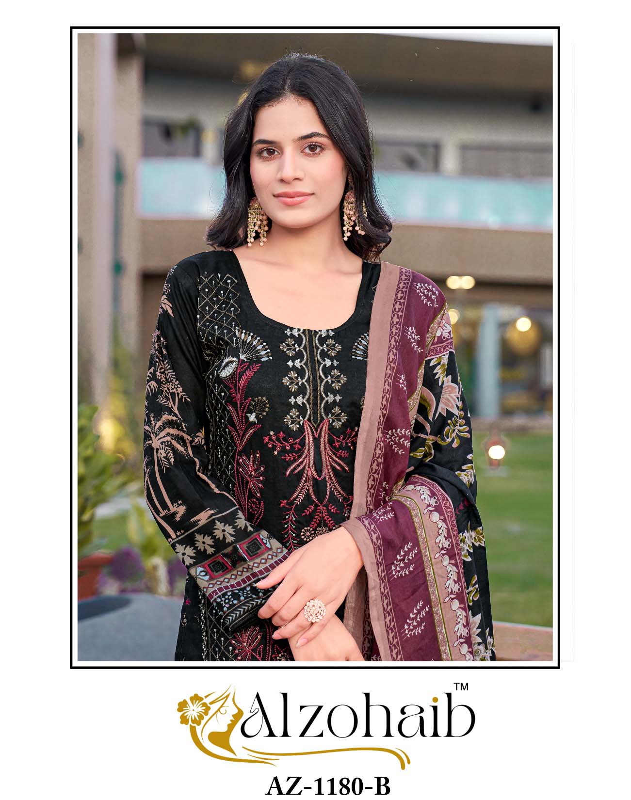 Alzohaib Az 1180 A And B Cotton Dupatta Wholesale Pakistani Suits Collection