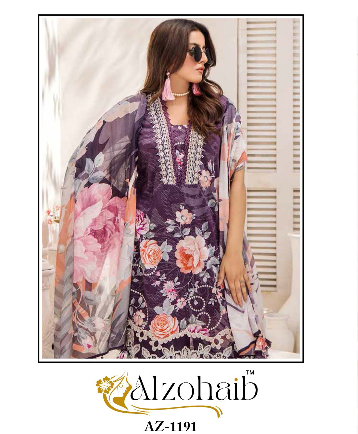 Alzohaib Sakina Chiffon Dupatta Wholesale Pakistani Salwar Suits Collection