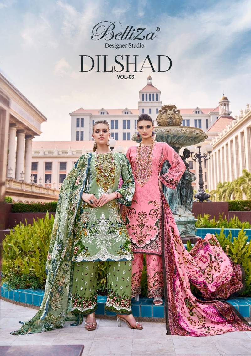 Belliza Dilshad Vol 3 Viscose Rayon Digital Printed Wholesale Pakistani Dress Material Collection