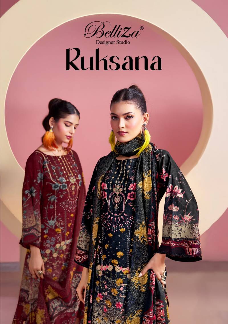 Belliza Ruksana Cotton Printed With Handwork Wholesale Dress Material Collection