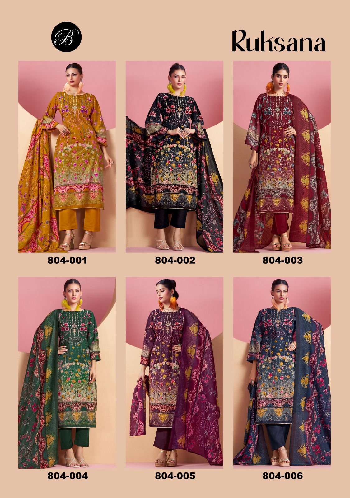 Belliza Ruksana Cotton Printed With Handwork Wholesale Dress Material Collection - Image 9