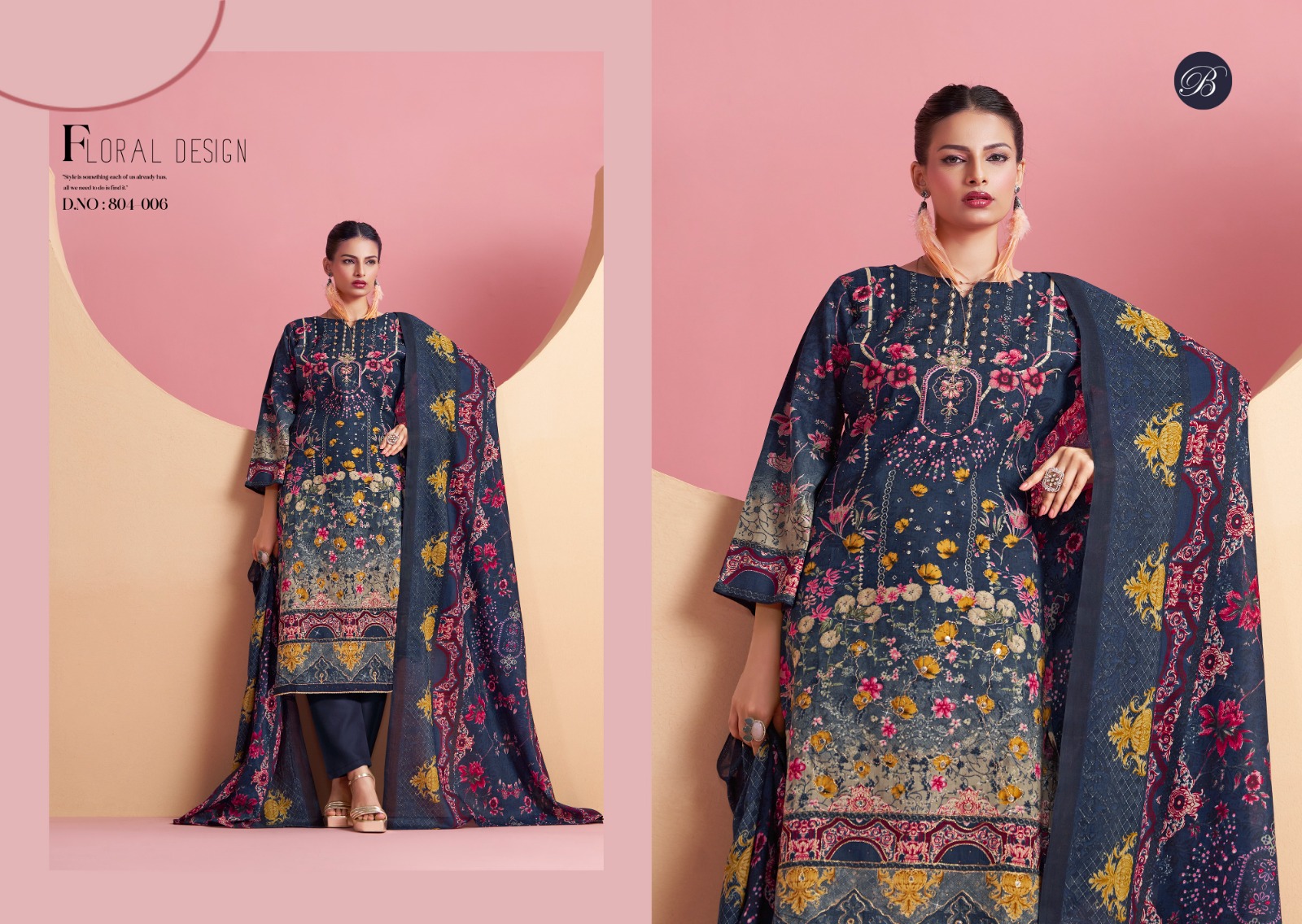Belliza Ruksana Cotton Printed With Handwork Wholesale Dress Material Collection - Image 4