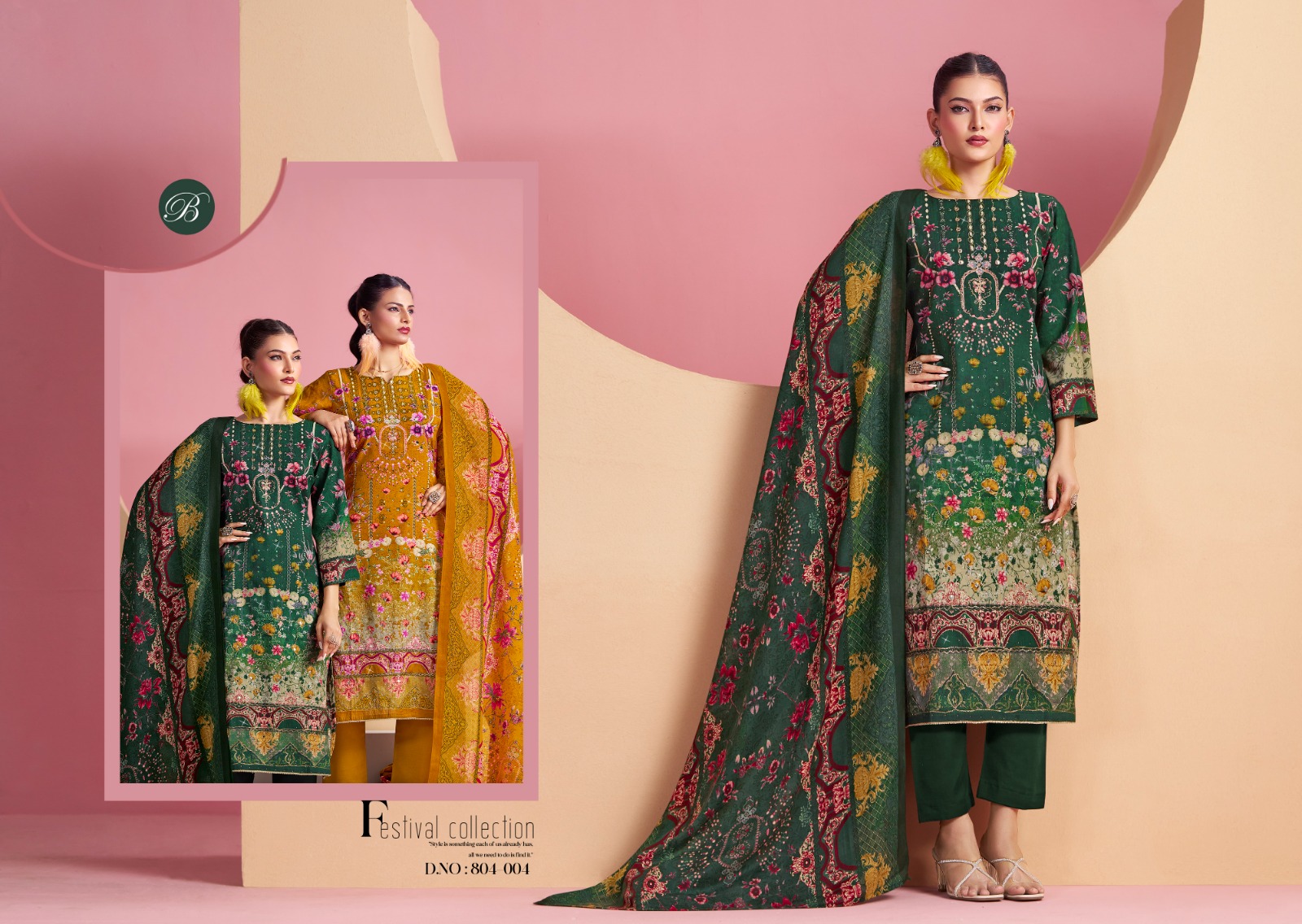 Belliza Ruksana Cotton Printed With Handwork Wholesale Dress Material Collection - Image 6