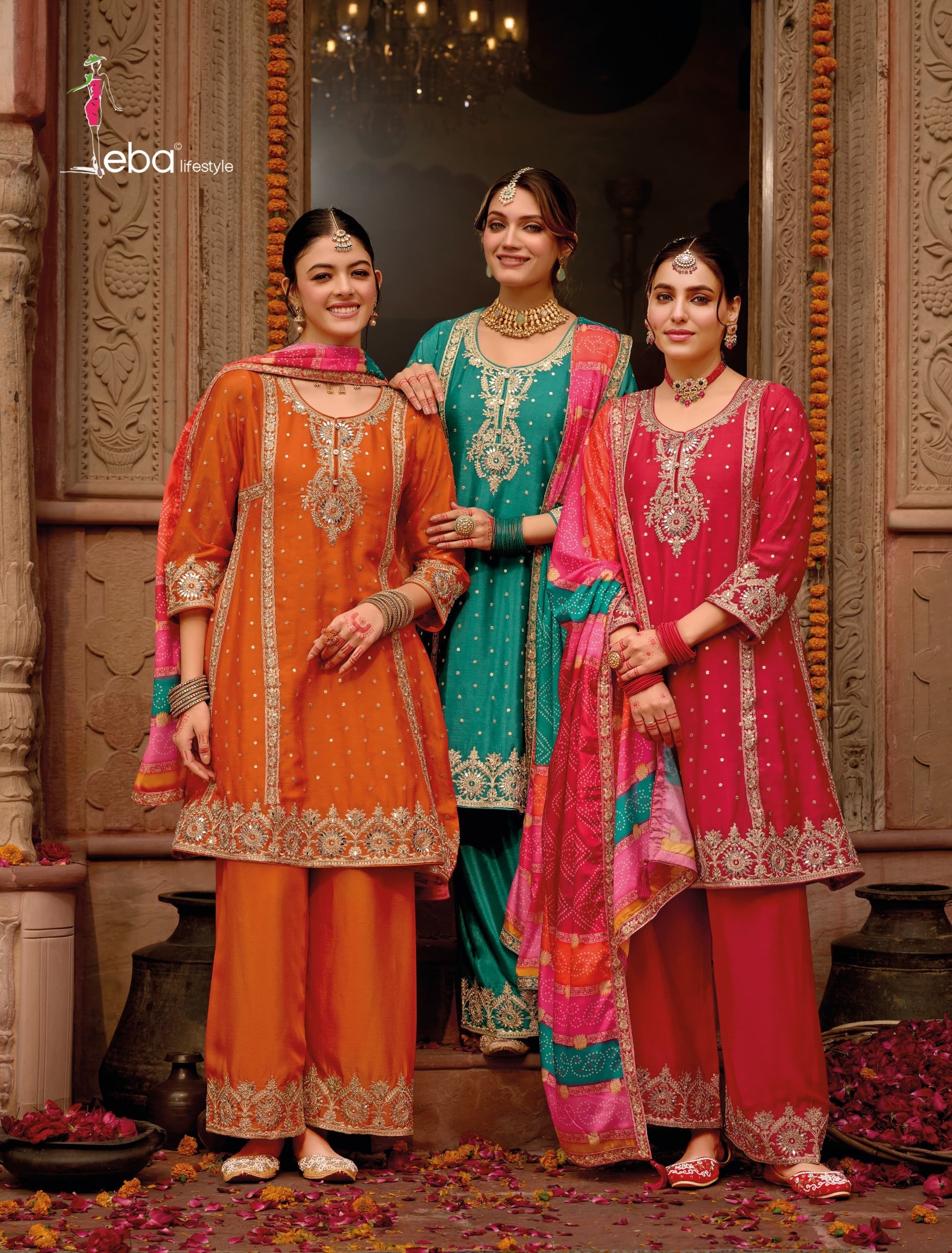 Eba Gajari Chinon Embroidered Suit Wholesale Catalog.