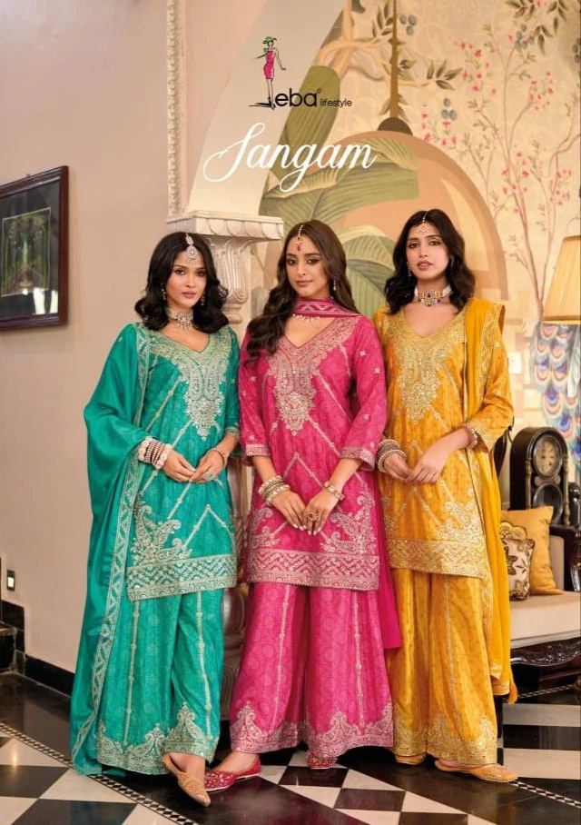 Eba Sangam Chinon Digital Printed Wholesale Readymade Salwar Suit Catalog