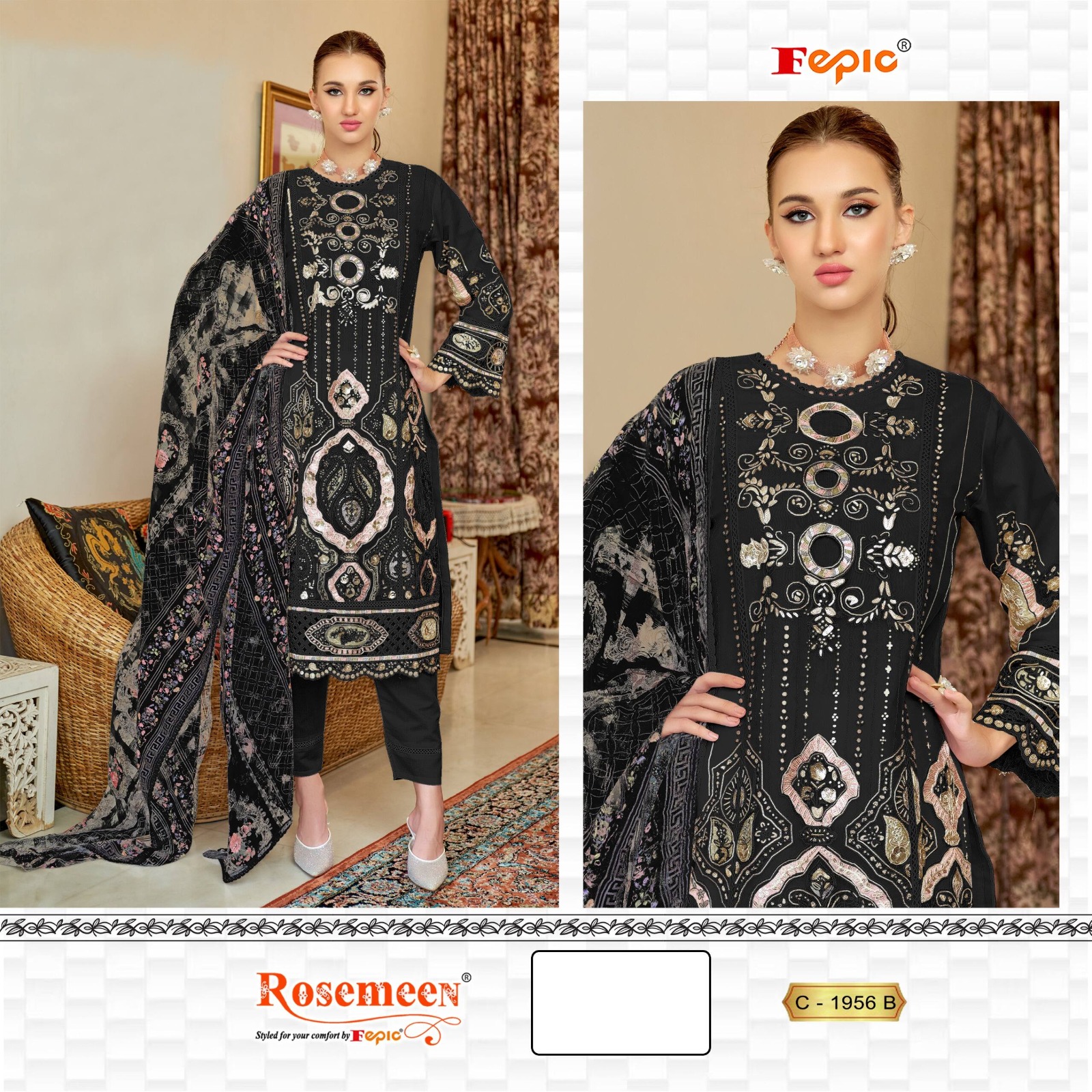 Fepic 1956 Organza Wholesale Pakistani Salwar Suit Collection - Image 2