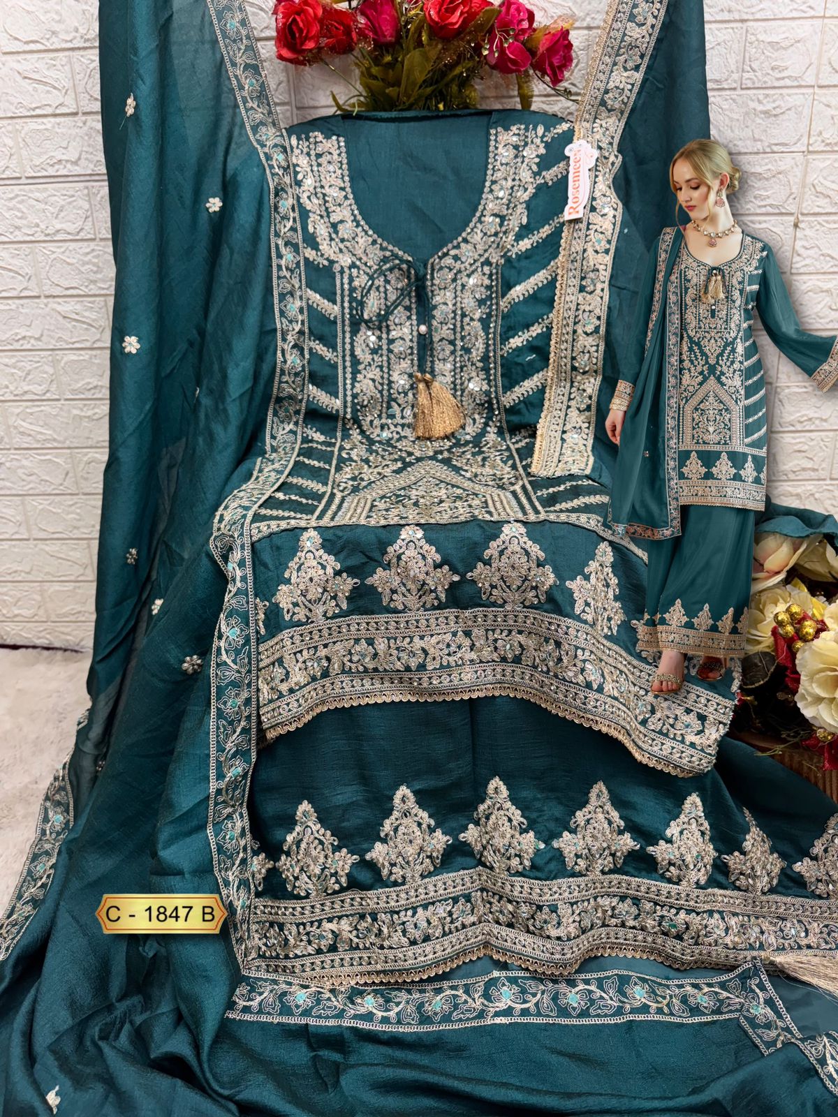 Fepic Rosemeen Shimmer Vichitra Pakistani Suit Collection