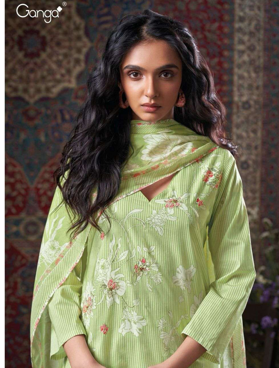 Ganga Bret 3313 Premium Hand-Embroidered Cotton Salwar Suit Collection