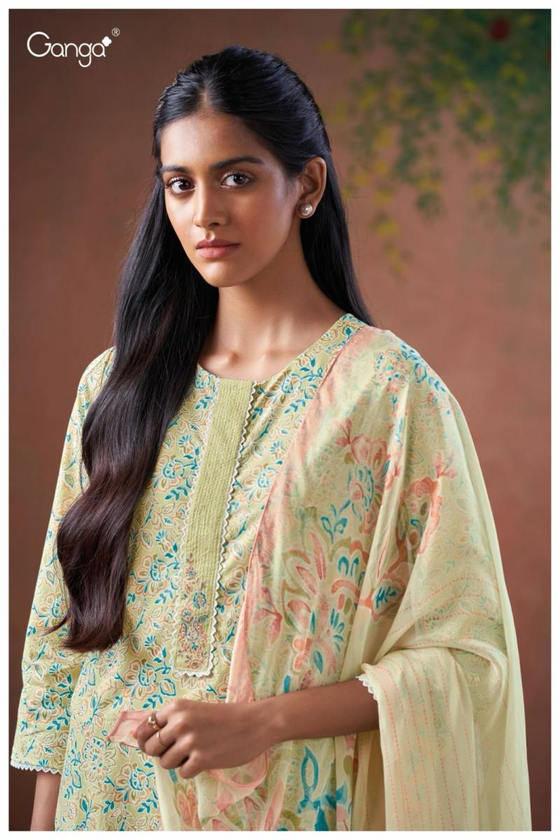 Ganga Dima Cotton Printed With Embroidered Wholesale Salwar Suit Catalog