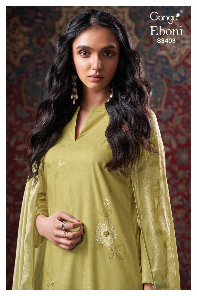 Ganga Eboni Cotton Printed Embroidered Wholesale Salwar Suit Collection