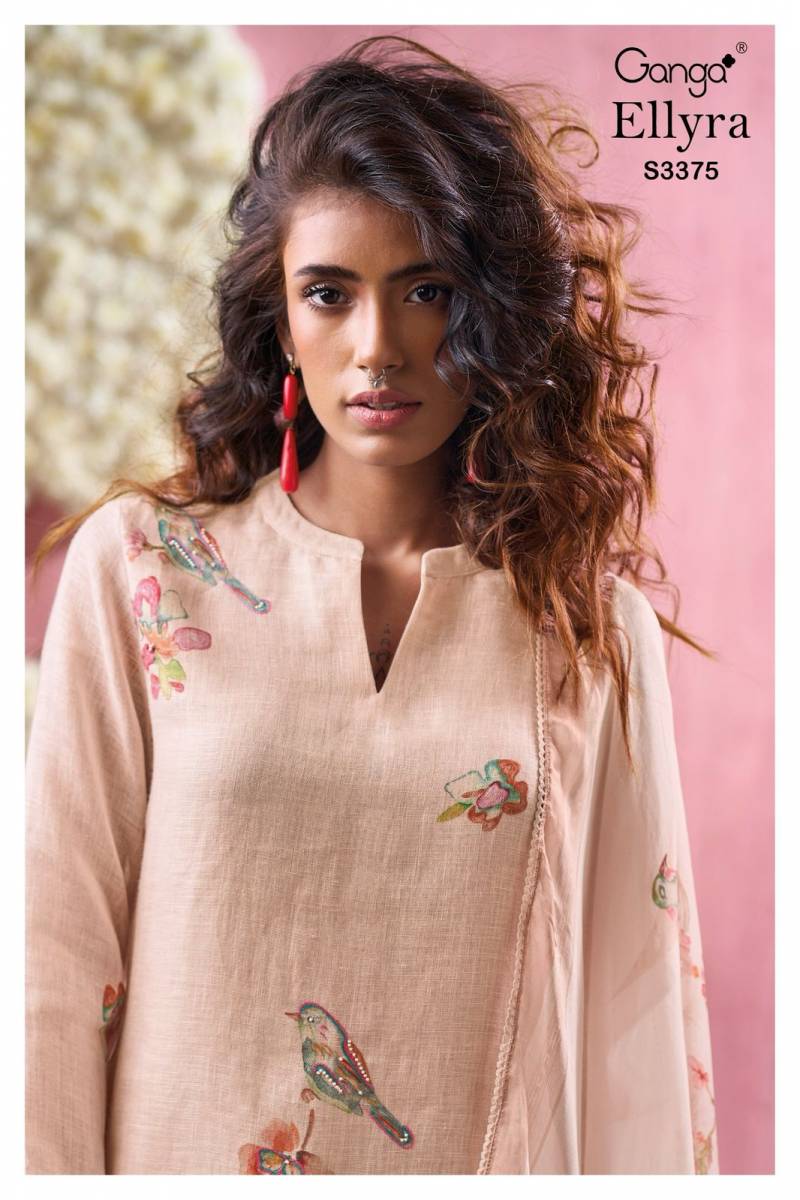 Ganga Ellyra Linen Printed With Embroidered Wholesale Salwar Suit Catalog