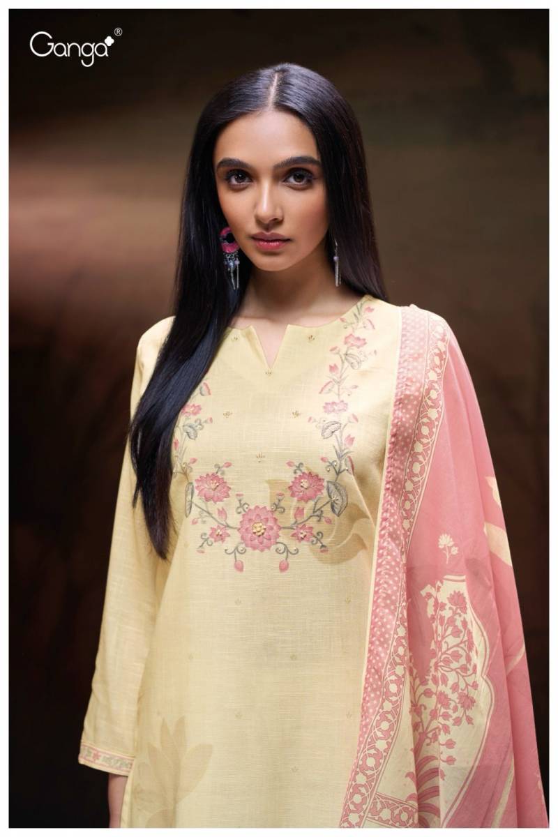 Ganga Nahla Cotton Linen Printed Wholesale Salwar Suit Collection