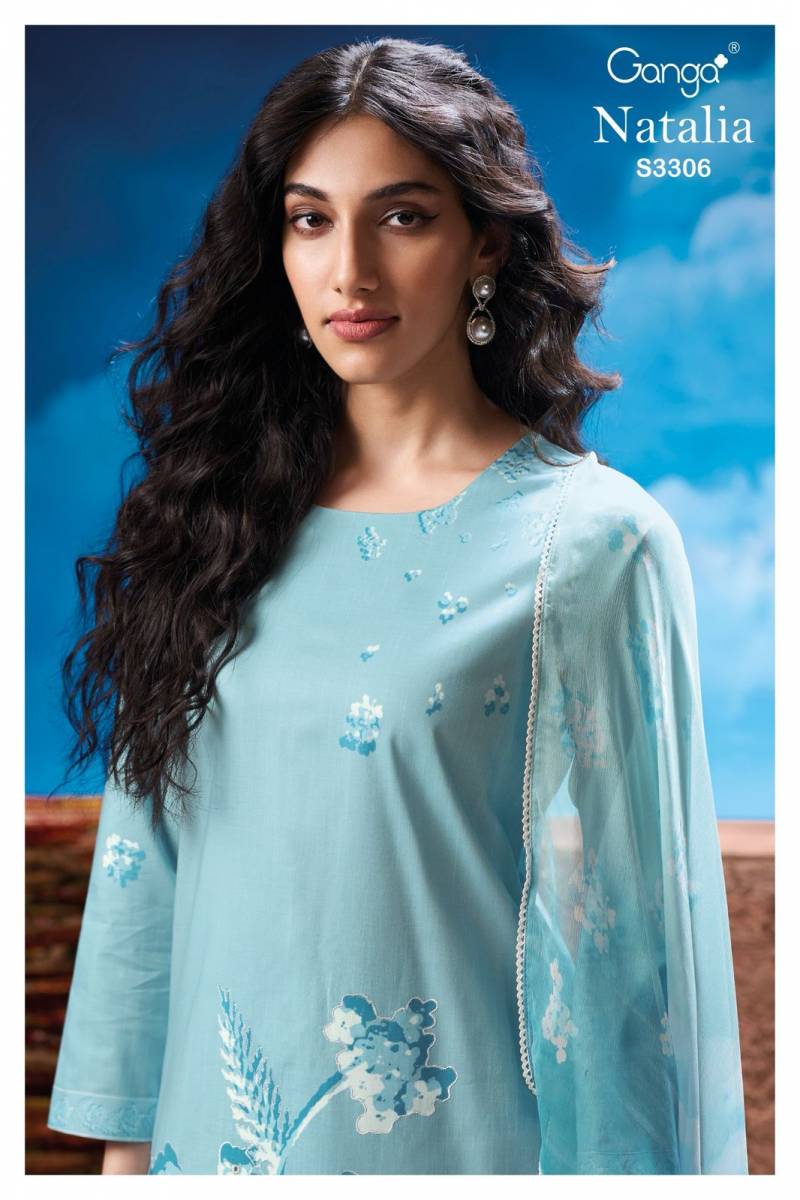 Ganga Natalia Cotton Printed Embroidered Wholesale Salwar Suit Catalog