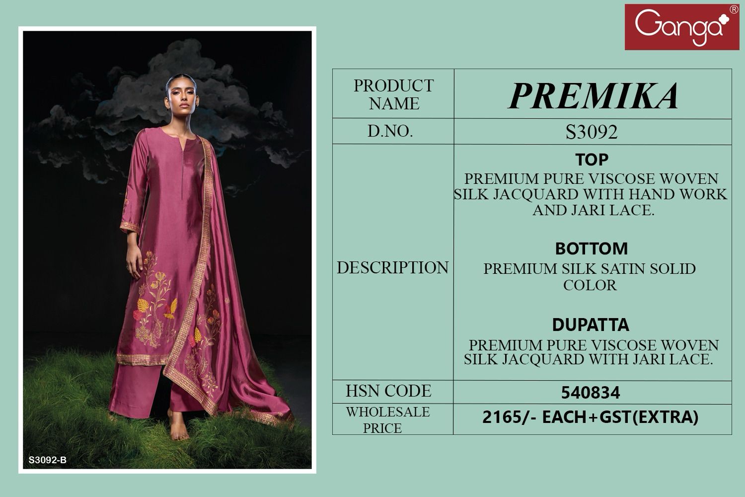 Ganga Premika Viscose Woven Silk Jacquard Wholesale Salwar Suit Collection - Image 5