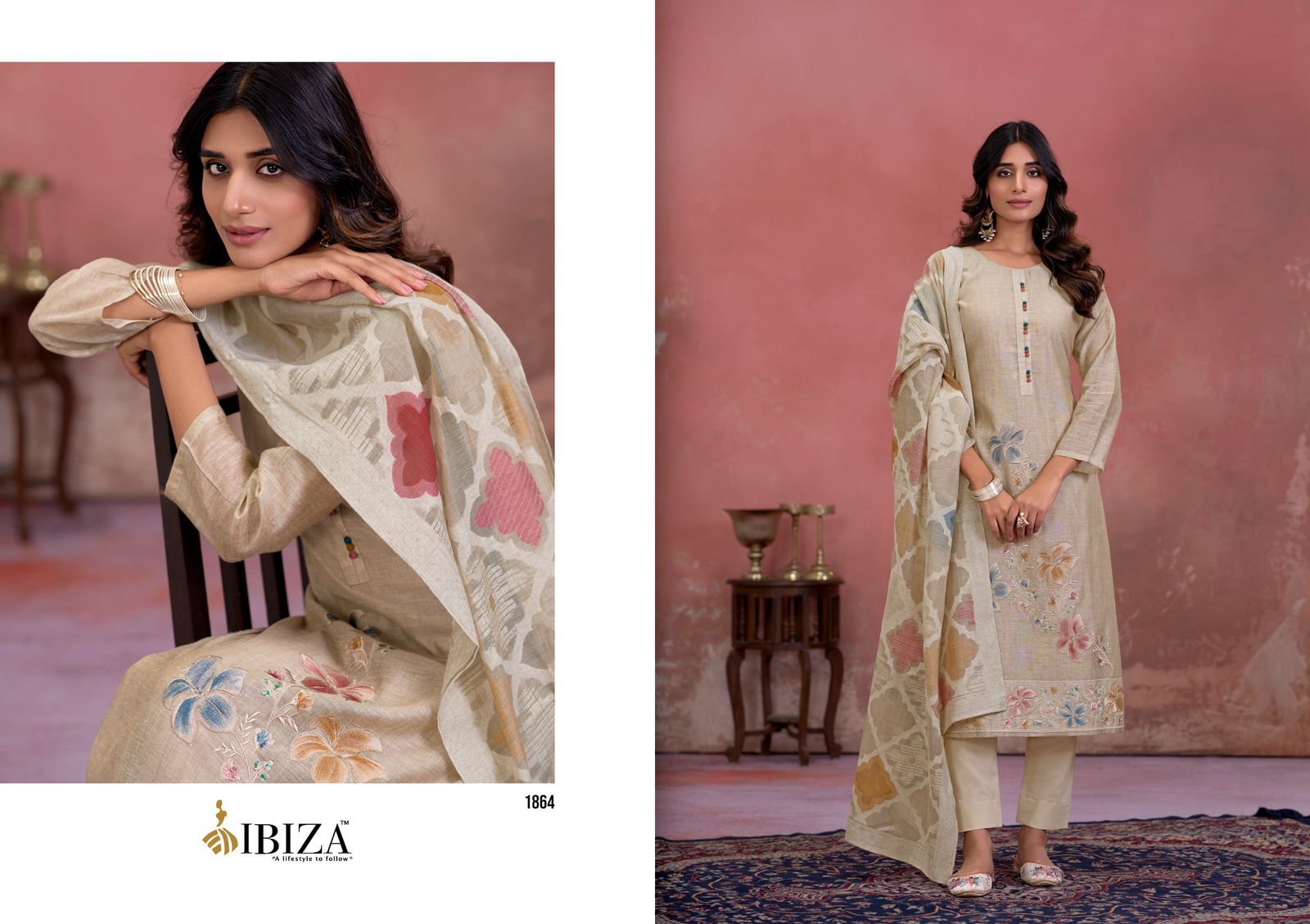 IBIZA Flamingo Pure Organic Sen Designer Silk Salwar Suit Wholesale Catalog - Image 2