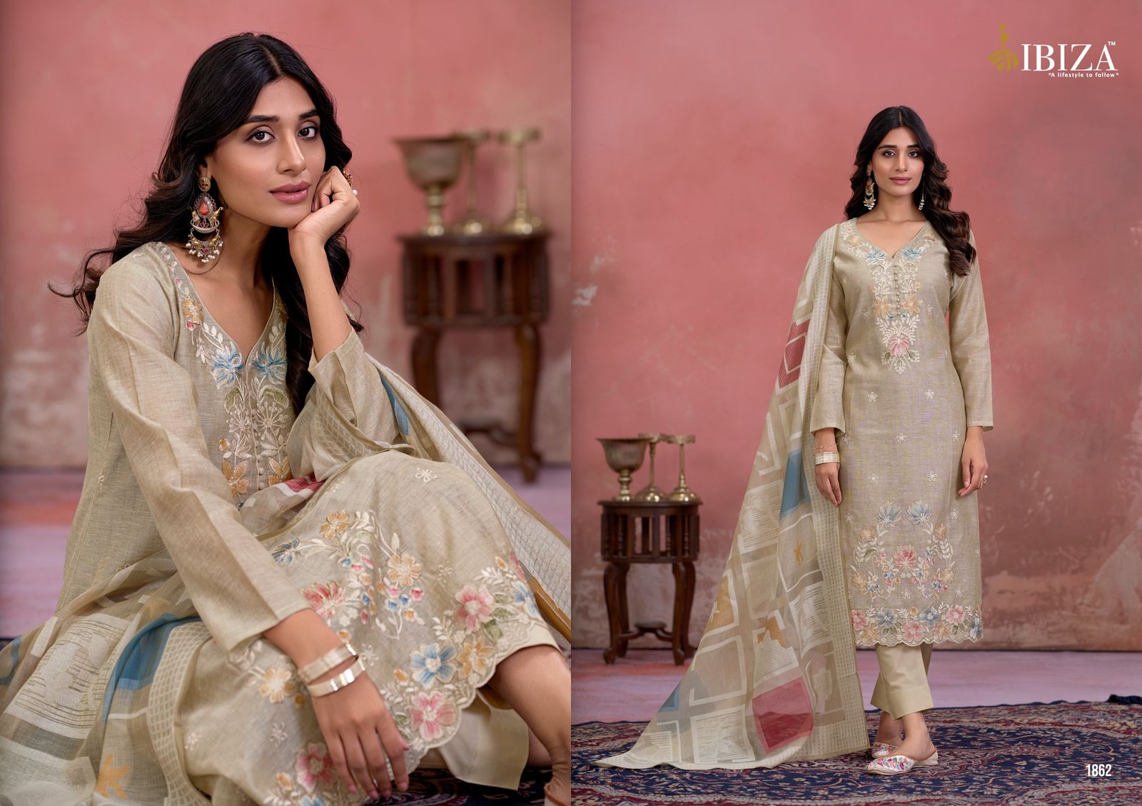 IBIZA Flamingo Pure Organic Sen Designer Silk Salwar Suit Wholesale Catalog - Image 3