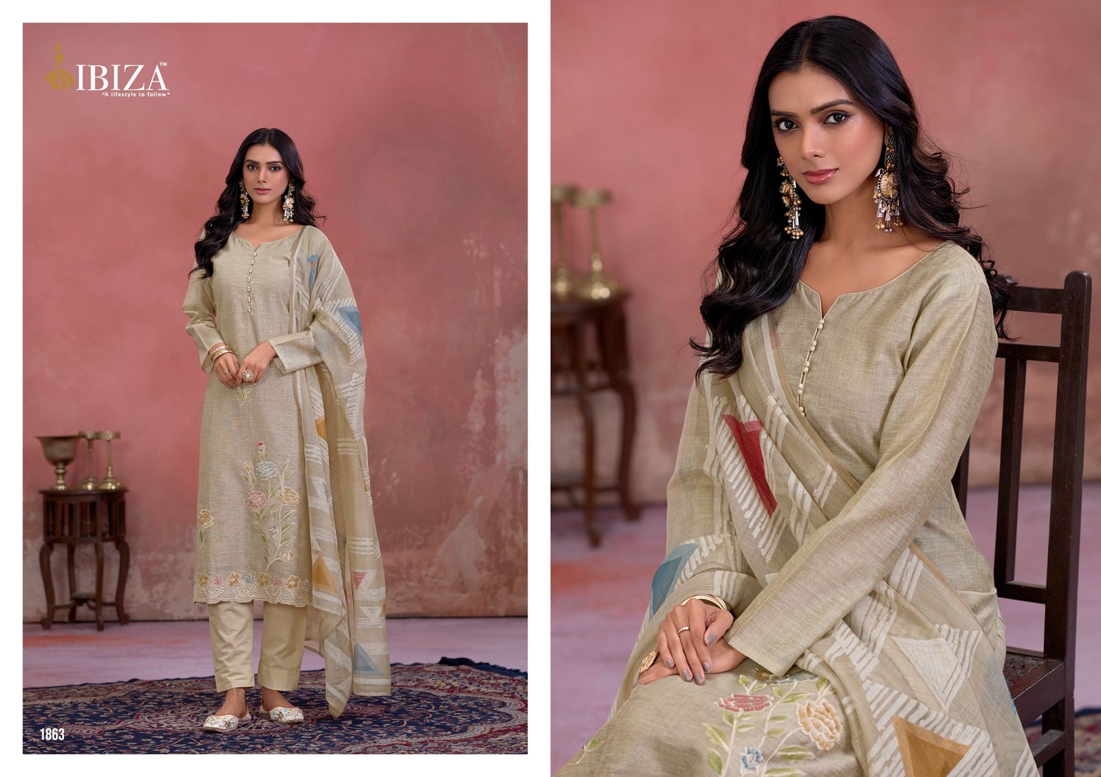 IBIZA Flamingo Pure Organic Sen Designer Silk Salwar Suit Wholesale Catalog - Image 4