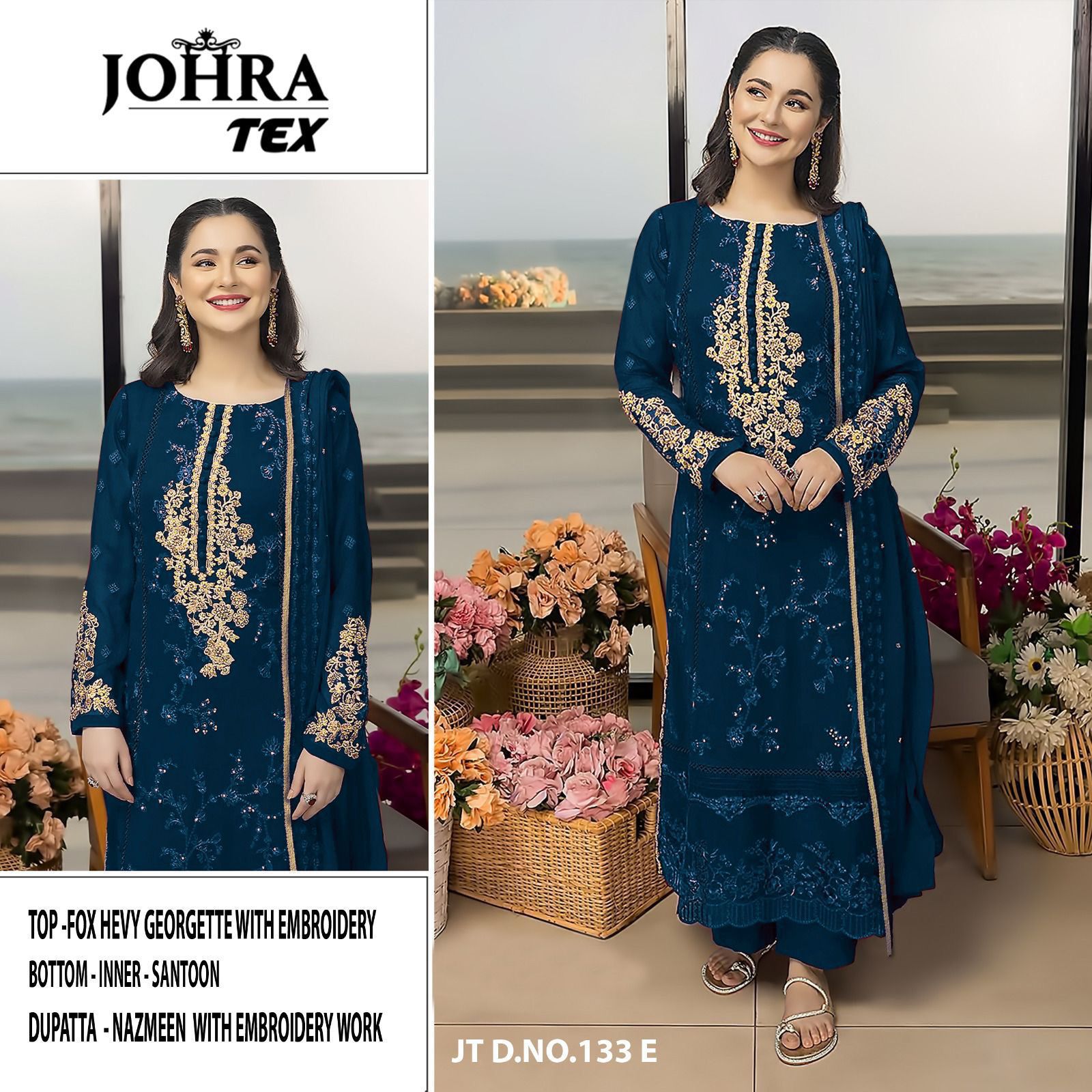 Johra Tex Jt-133 Super Hit Colors Fox Georgette Wholesale Pakistani Salwar Suit Collection - Image 2