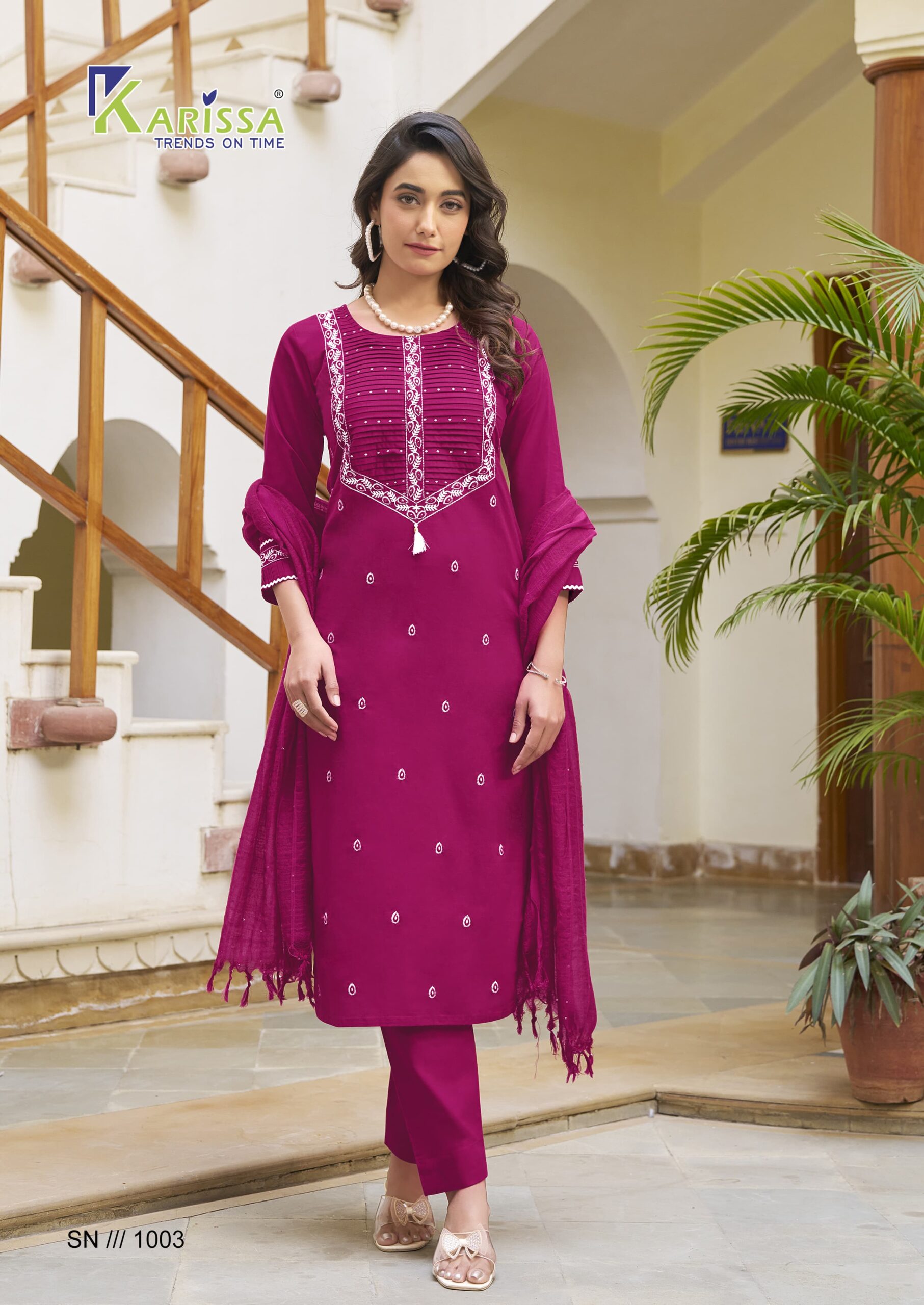 Karissa Samaira Cotton With Thread Work Wholesale Kurti Bottom With Dupatta Collection - Image 2
