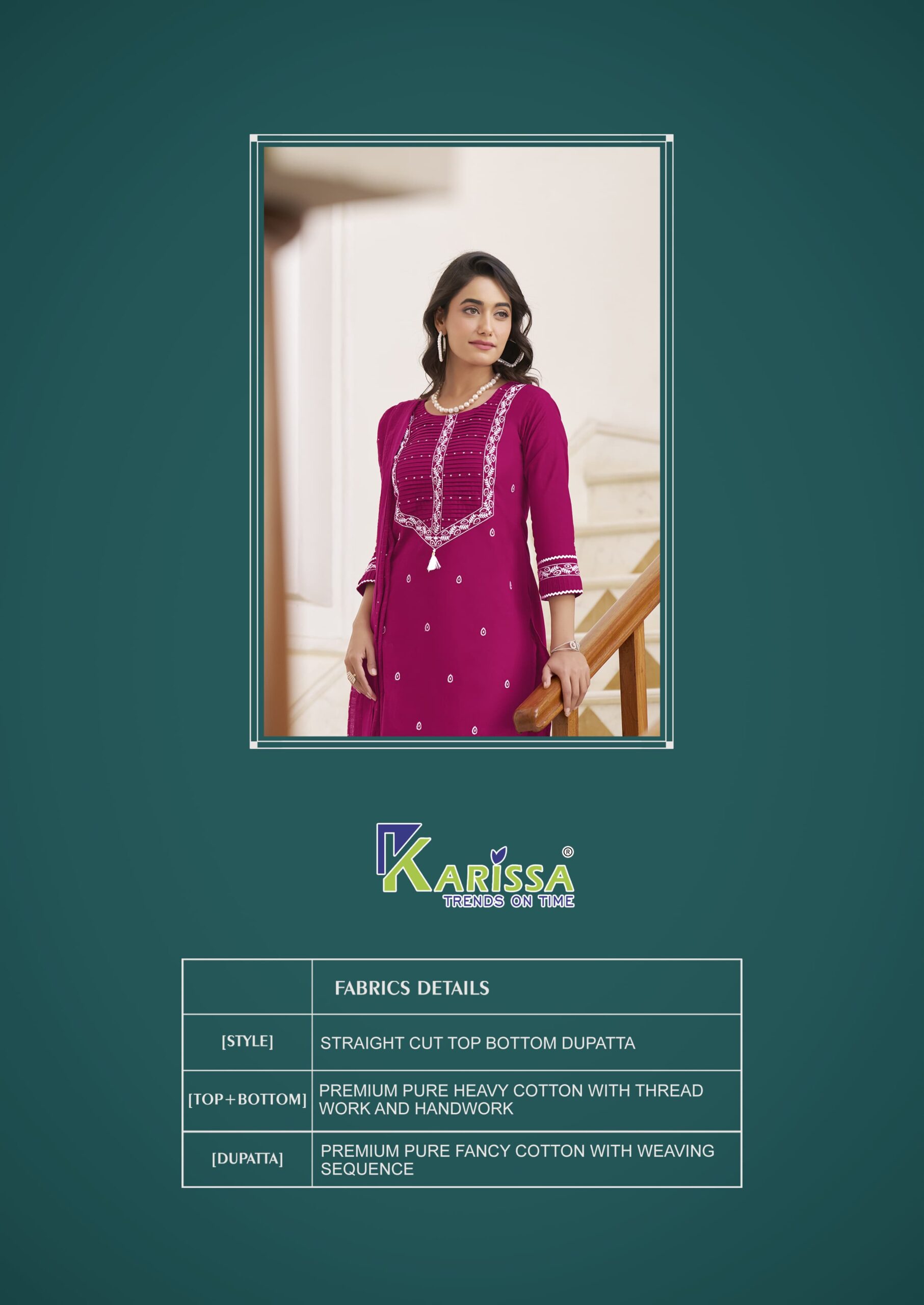 Karissa Samaira Cotton With Thread Work Wholesale Kurti Bottom With Dupatta Collection - Image 7
