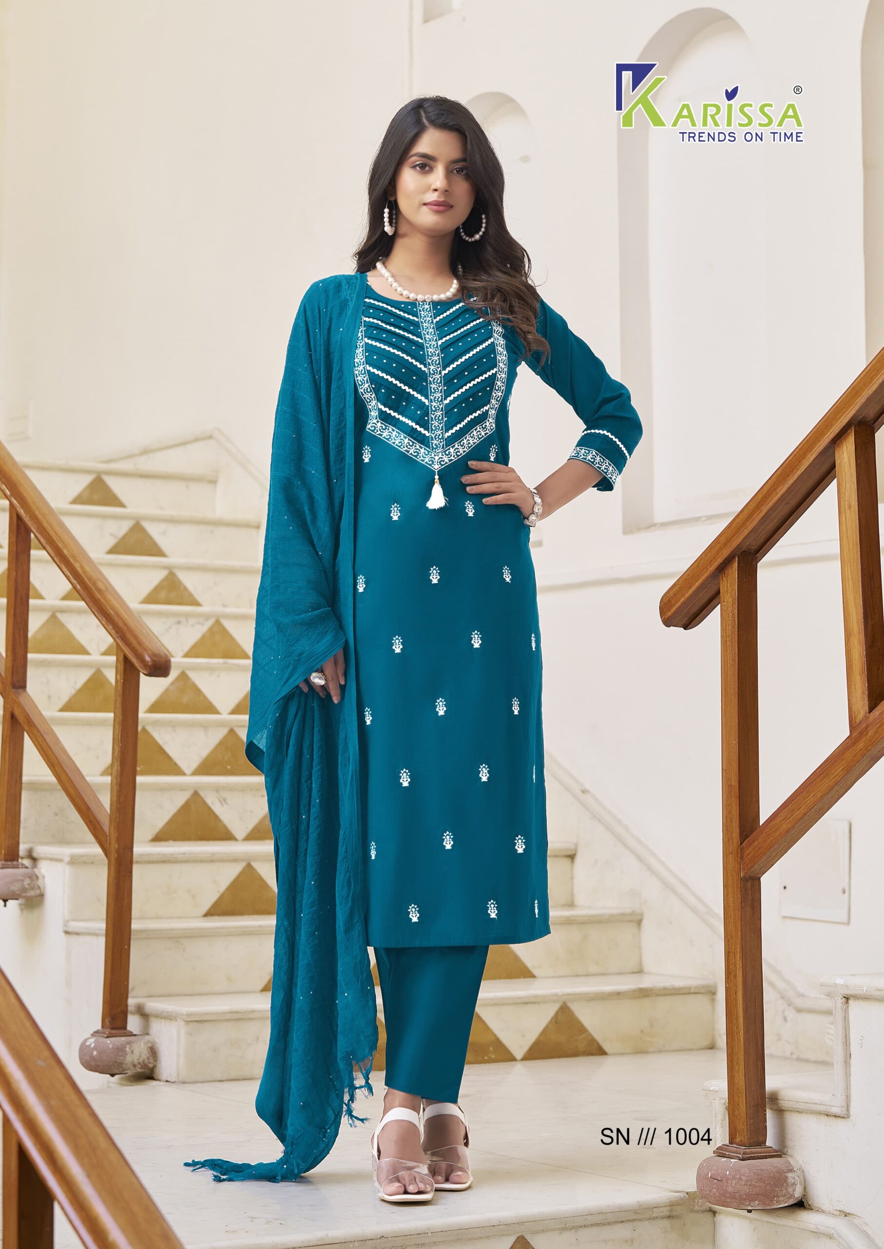 Karissa Samaira Cotton With Thread Work Wholesale Kurti Bottom With Dupatta Collection - Image 5