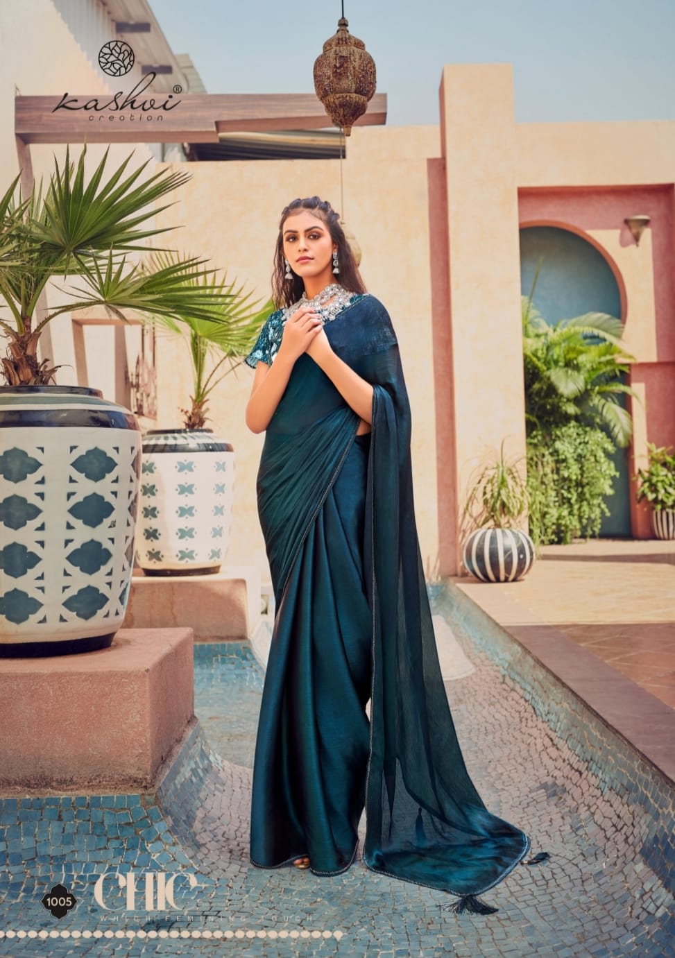 Kashvi Neel Vol 5 Satin With Swarovski Work Wholesale Fancy Saree Catalog - Image 2