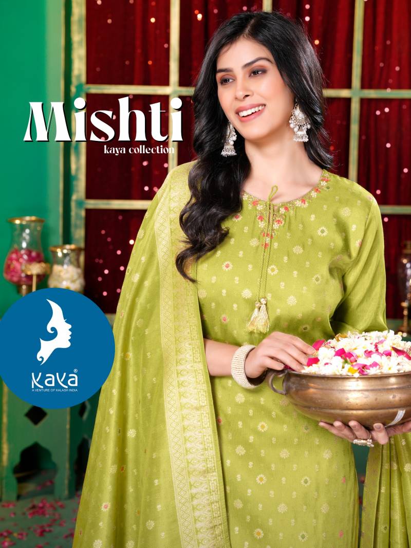Kaya Mishti Silk Jacquard Shimmer Wholesale Kurti Bottom With Dupatta Collection