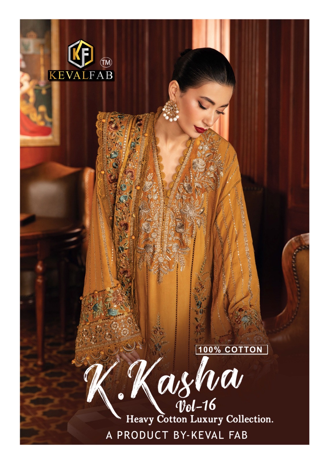 Kevalfab K.Kasha Vol-16 Cotton Wholesale Karachi Dress Material Catalog