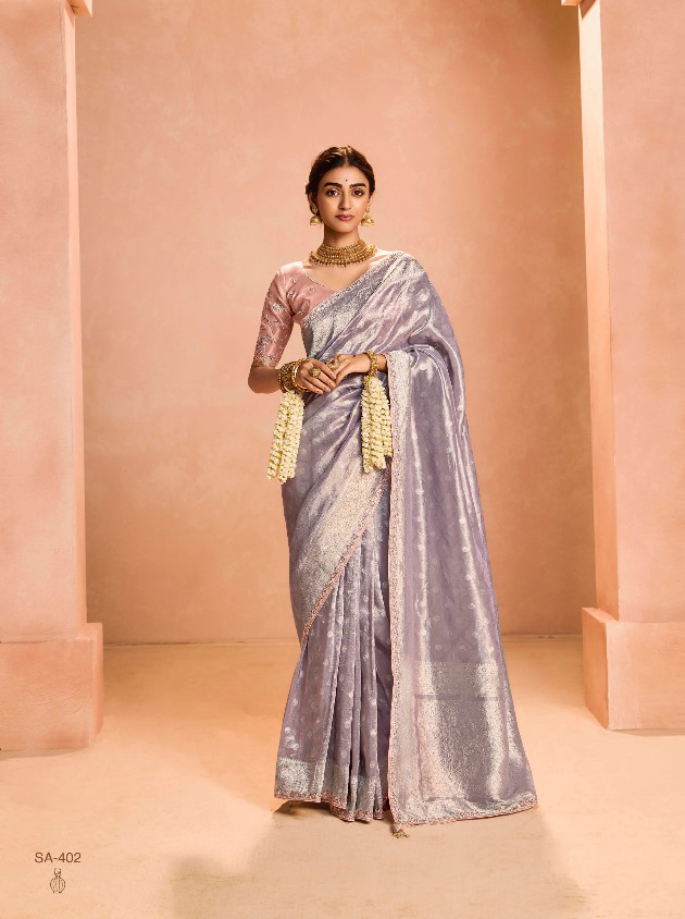Kimora Utsav Zari Tissue Silk with Embroidery Lace Saree Collection — Wholesale Sarees, Kimora wholesale from Surat - Gallery Image 5