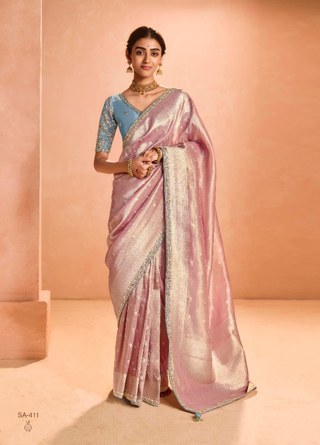 Kimora Utsav Zari Tissue Silk with Embroidery Lace Saree Collection — Wholesale Sarees, Kimora wholesale from Surat - Gallery Image 7