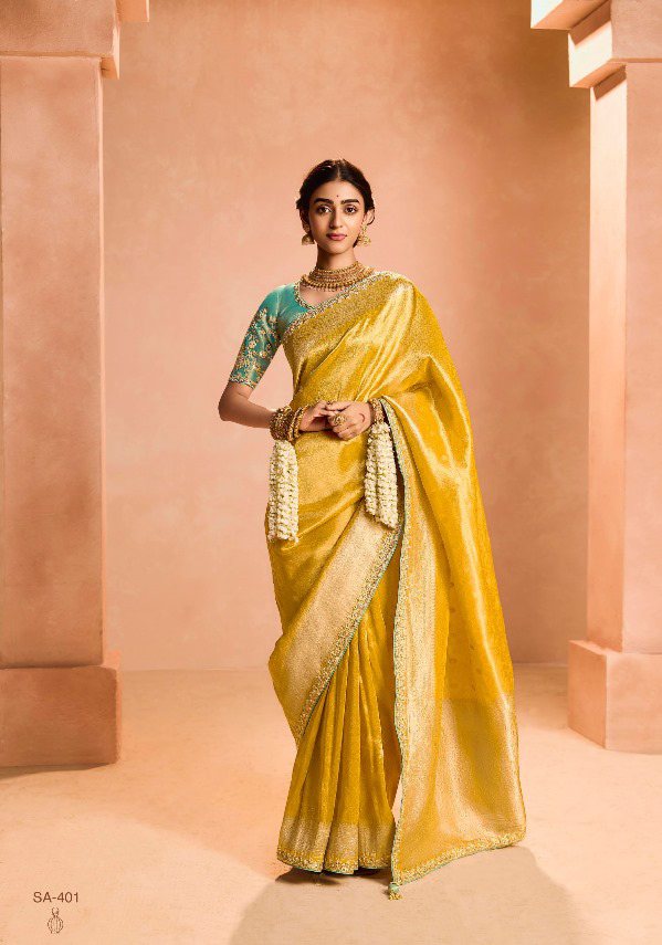 Kimora Utsav Zari Tissue Silk with Embroidery Lace Saree Collection — Wholesale Sarees, Kimora wholesale from Surat - Gallery Image 8